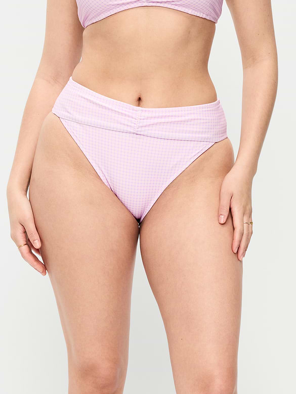 High-Waisted Cinched Bikini Swim Bottoms