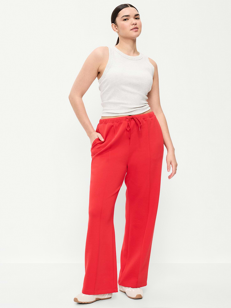 Image number 5 showing, Mid-Rise Dynamic Fleece Textured Wide-Leg Sweatpants