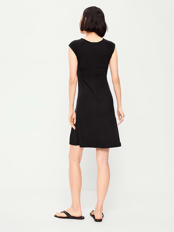 Short-Sleeve Scoop-Neck Mini Dress