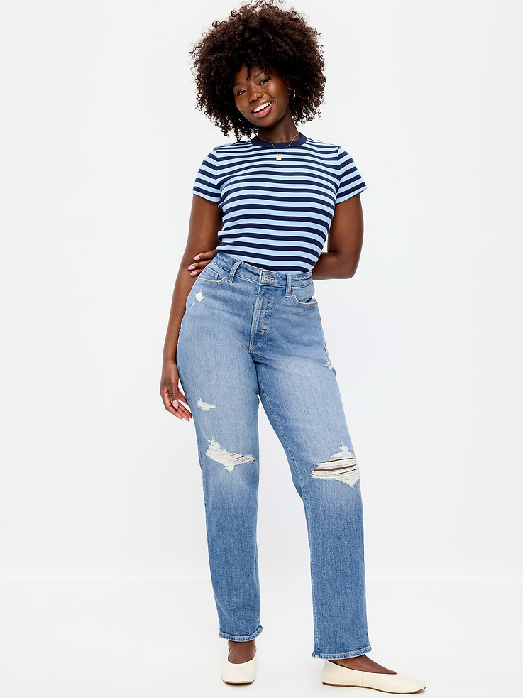 Image number 6 showing, Curvy High-Waisted OG Loose Straight-Leg Jeans