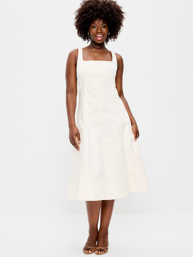 Image number 7 showing, Fit & Flare Sleeveless Denim Midi Dress