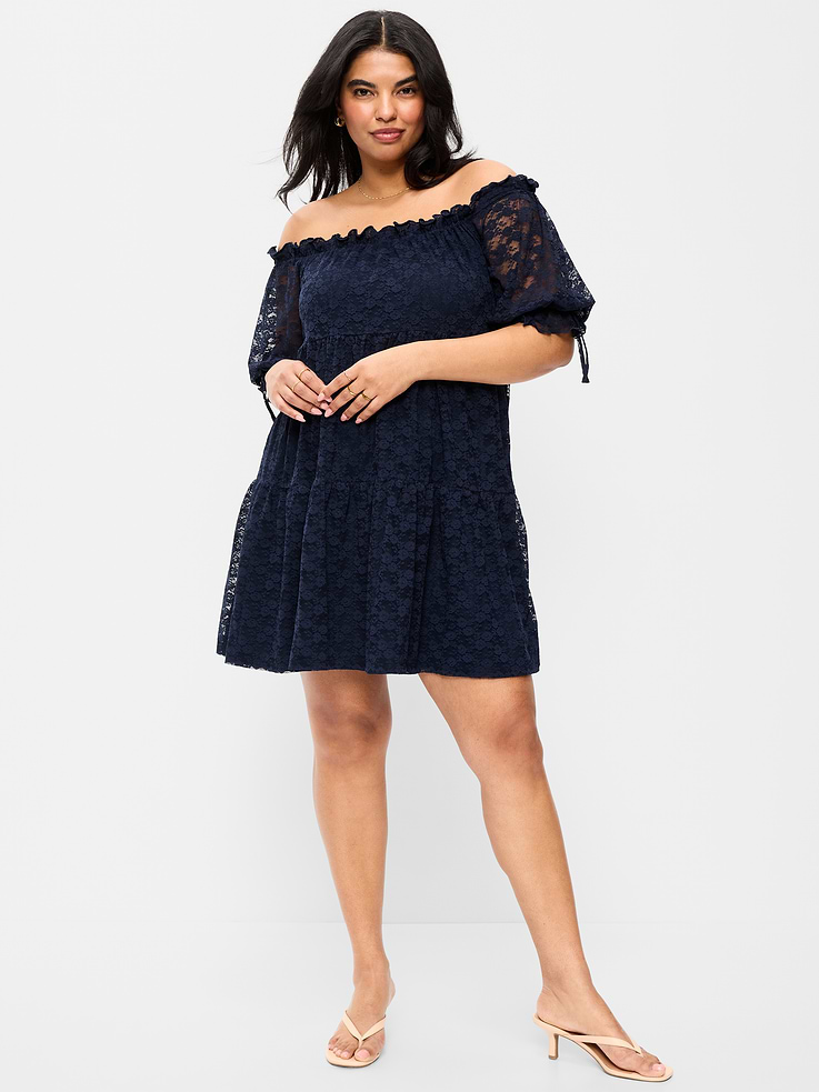 Image number 6 showing, Off-The-Shoulder Lace Mini Dress