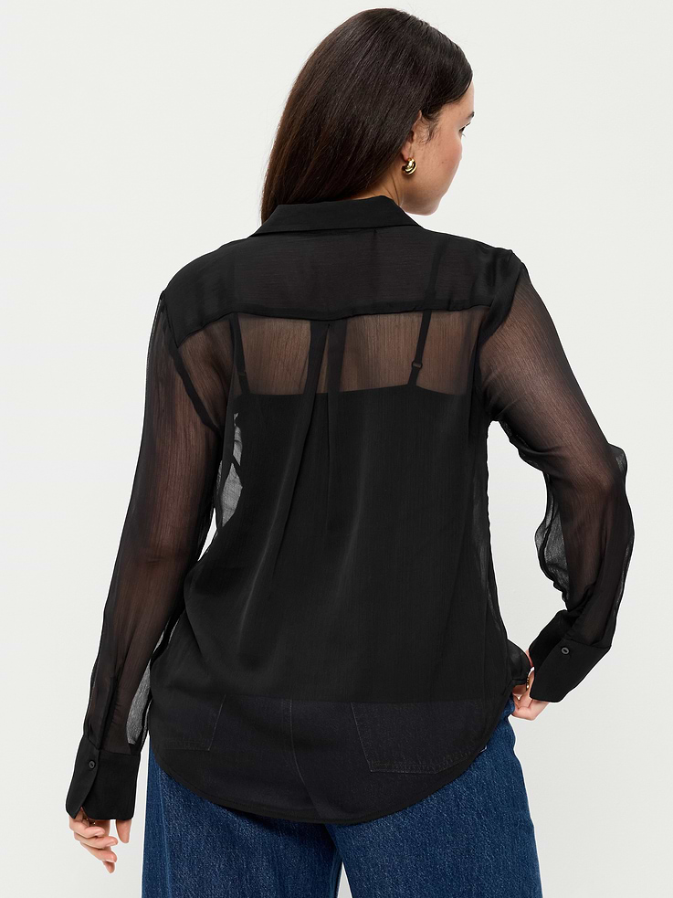 Image number 6 showing, Chiffon Sheer Button-Down Shirt
