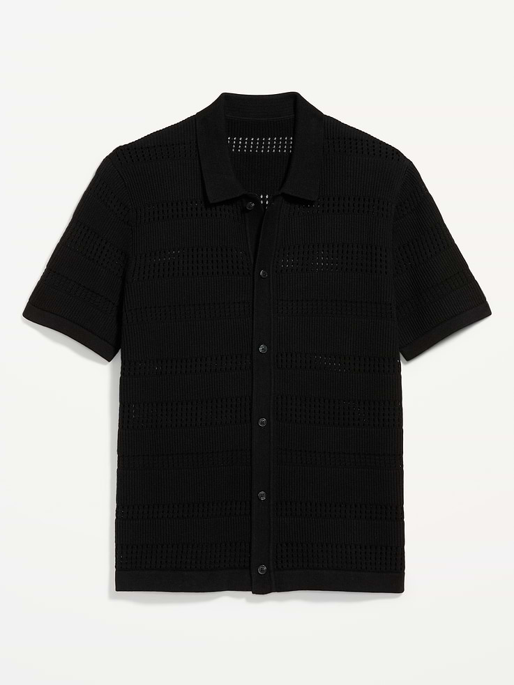 Image number 4 showing, Short-Sleeve Open-Knit Sweater Shirt