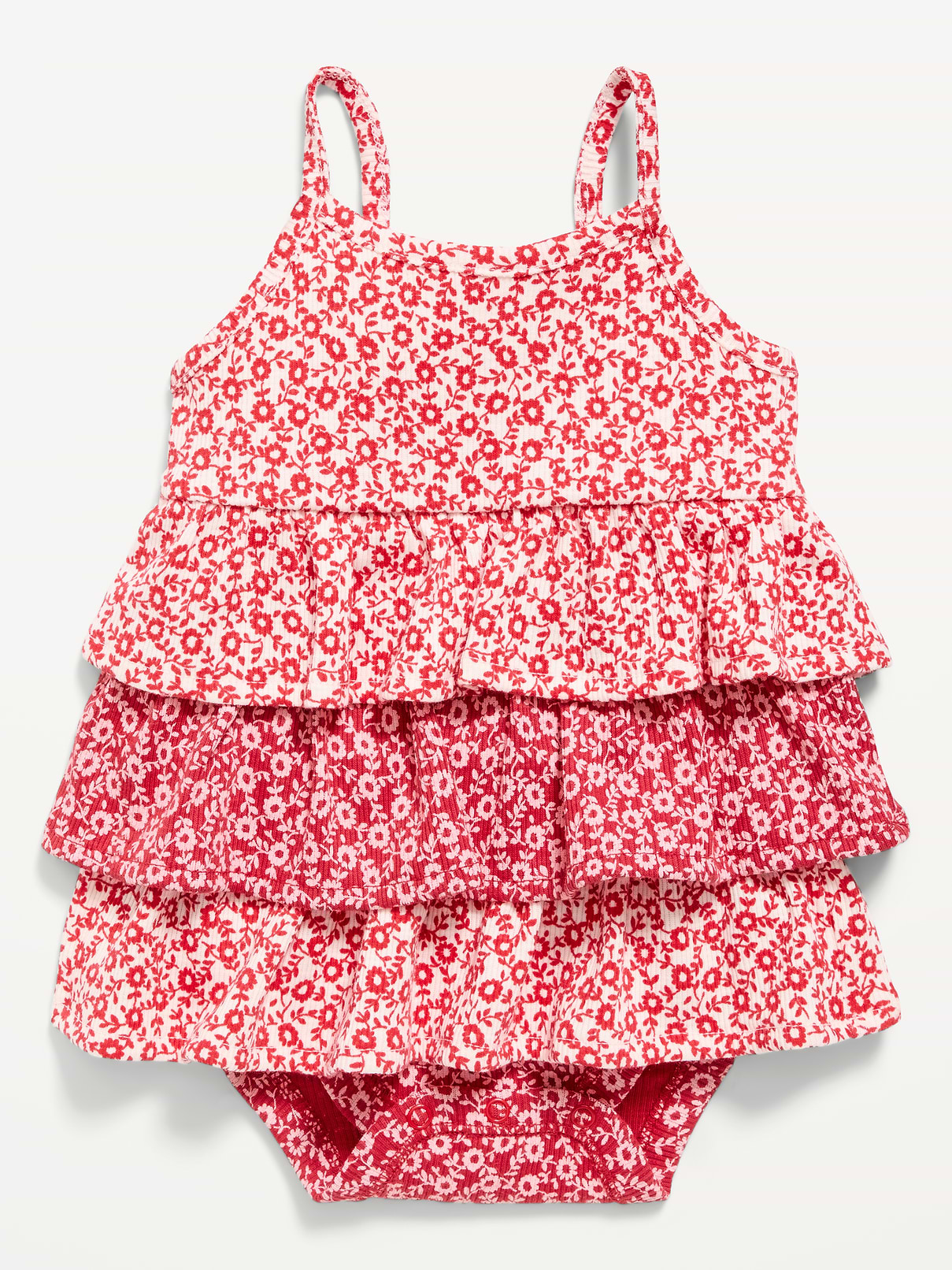 L'image numéro 1 présente Robe cache-couche étagée côtelée à motifs pour bébé