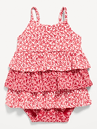 L'image numéro 1 présente Robe cache-couche étagée côtelée à motifs pour bébé