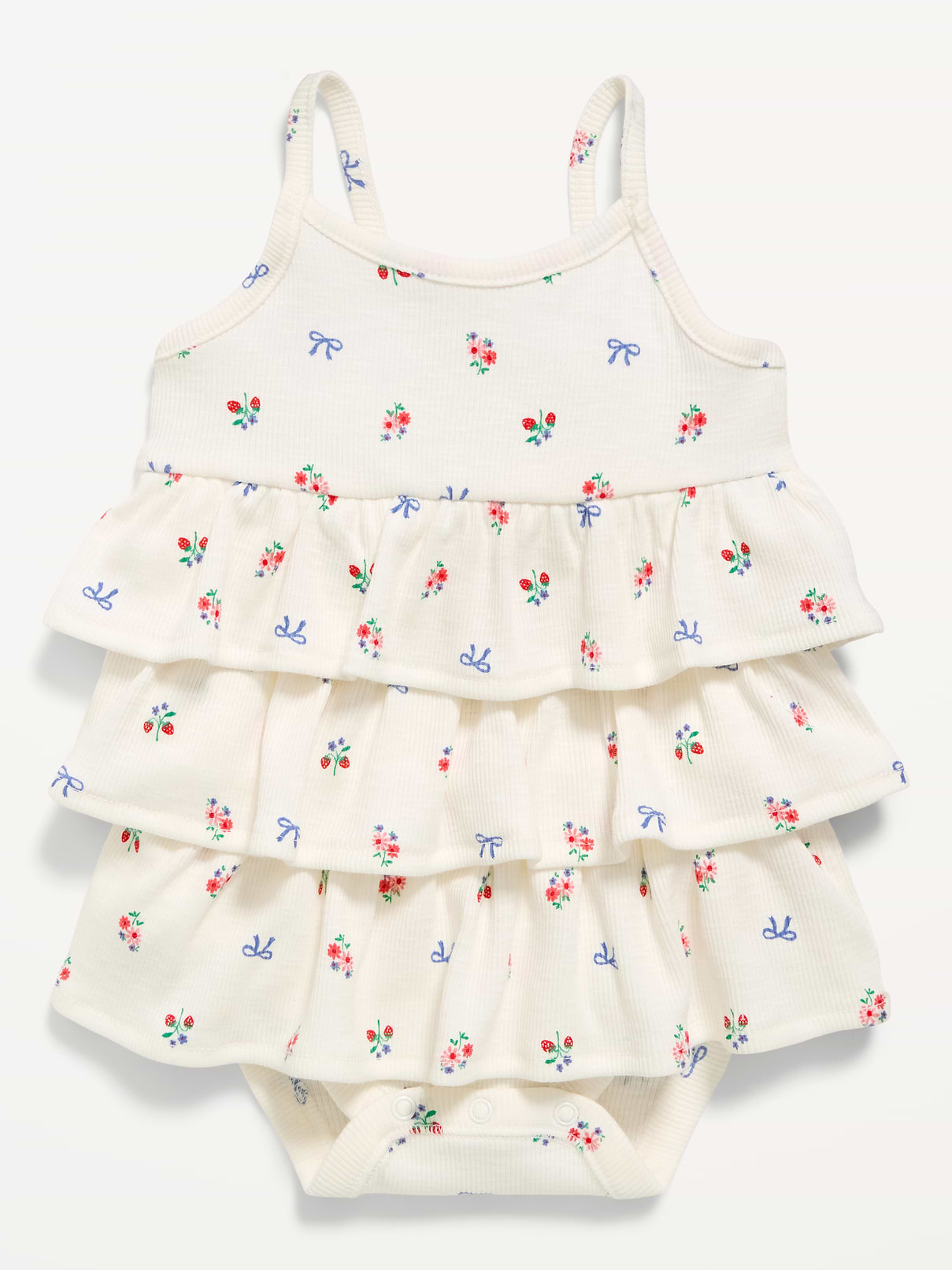 Image number 1 showing, Printed Ribbed Tiered Bodysuit Dress for Baby