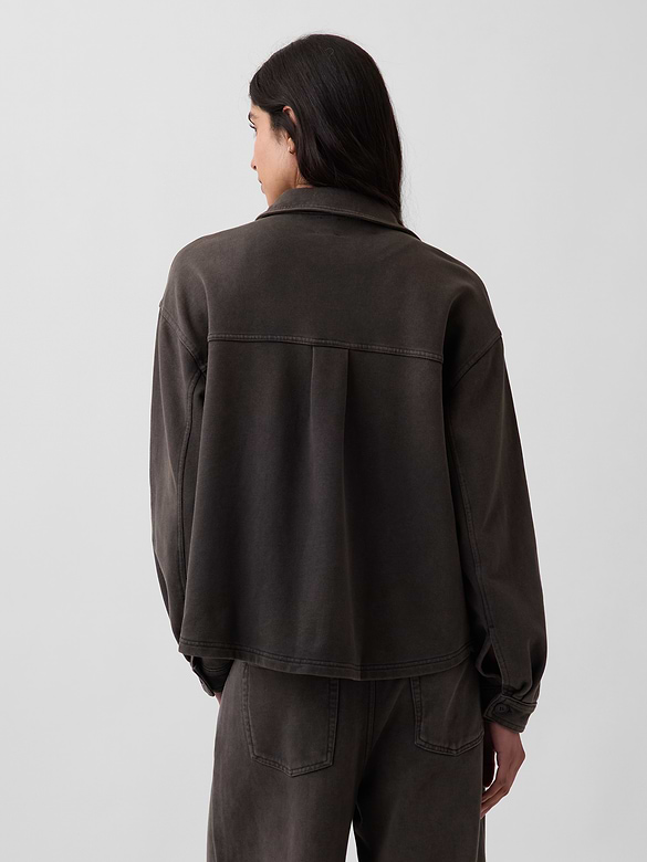 Heavyweight French Terry Oversized Button-Front Shirt