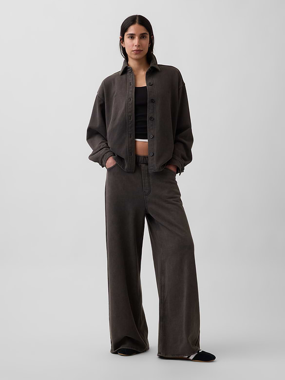 Heavyweight French Terry Oversized Button-Front Shirt