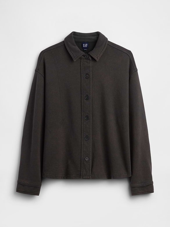 Heavyweight French Terry Oversized Button-Front Shirt