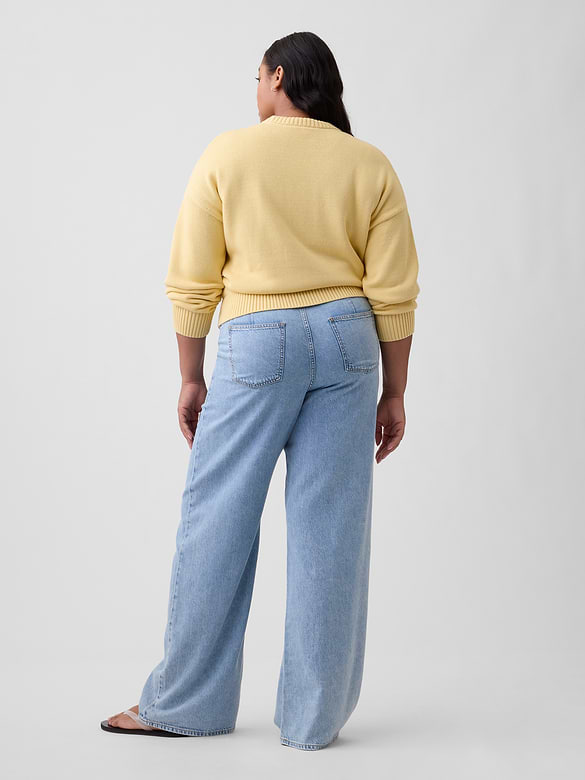 Mid Rise SuperLight Pull-On Wide-Leg Jeans