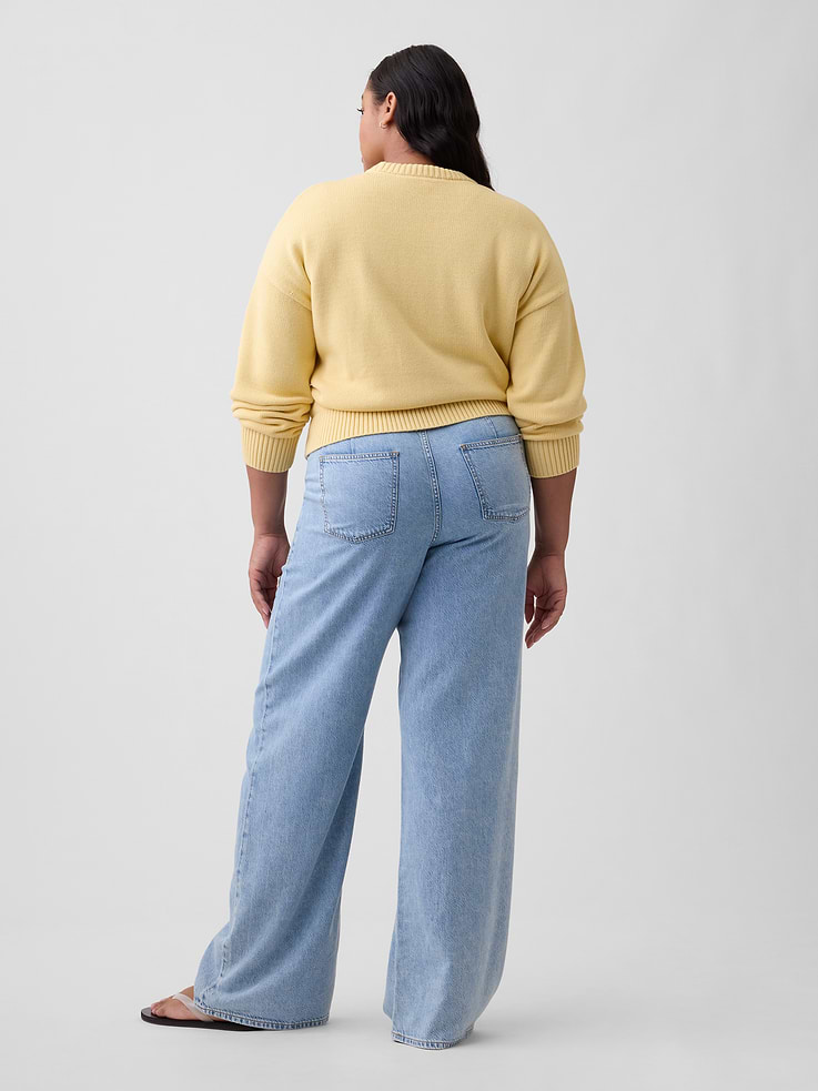 Image number 6 showing, Mid Rise SuperLight Pull-On Wide-Leg Jeans