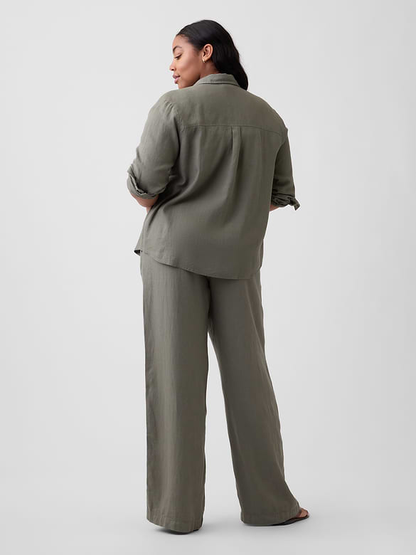 Relaxed Linen-Blend Wide-Leg Pants