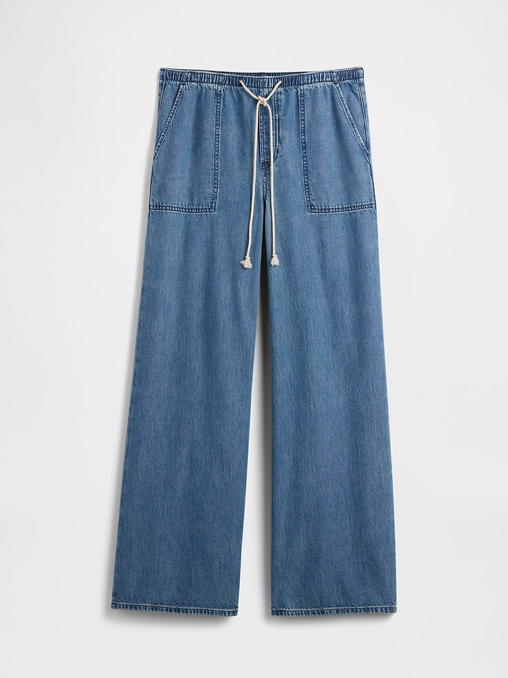 Image number 7 showing, Mid Rise Soft Pull-On Wide-Leg Jeans