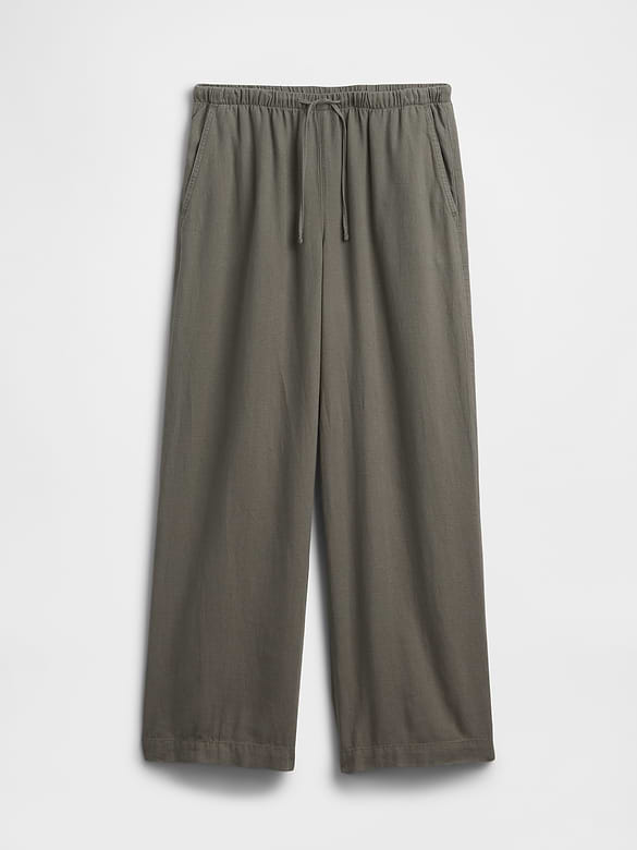 Relaxed Linen-Blend Wide-Leg Pants