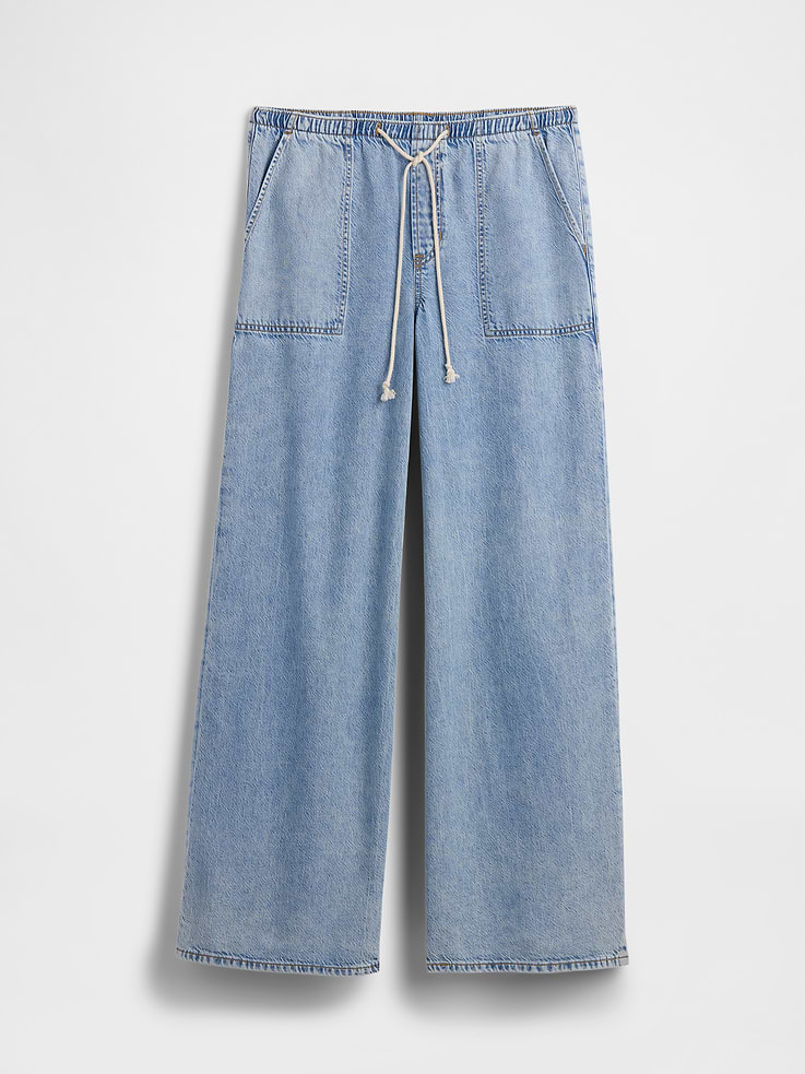 Image number 7 showing, Mid Rise SuperLight Pull-On Wide-Leg Jeans