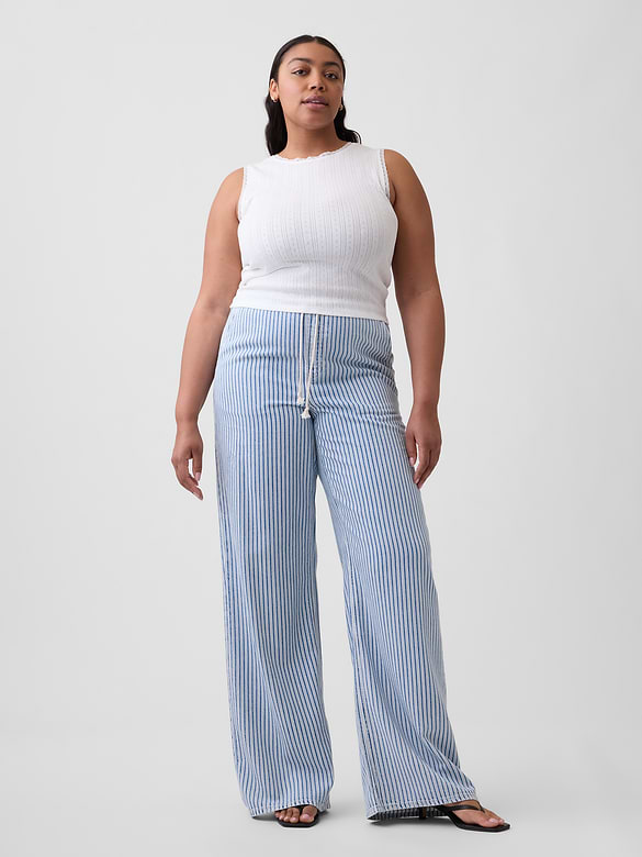 Mid Rise SuperLight Pull-On Wide-Leg Jeans
