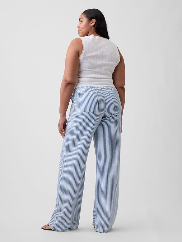 Mid Rise SuperLight Pull-On Wide-Leg Jeans