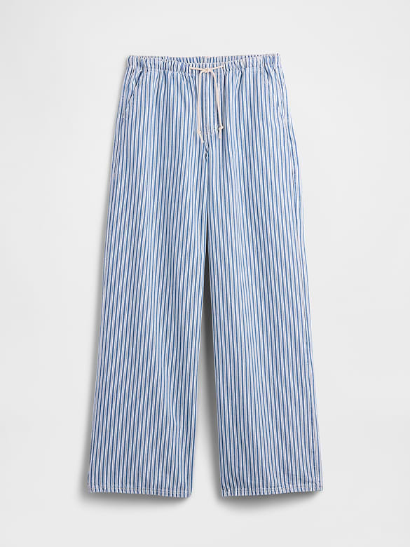 Mid Rise SuperLight Pull-On Wide-Leg Jeans