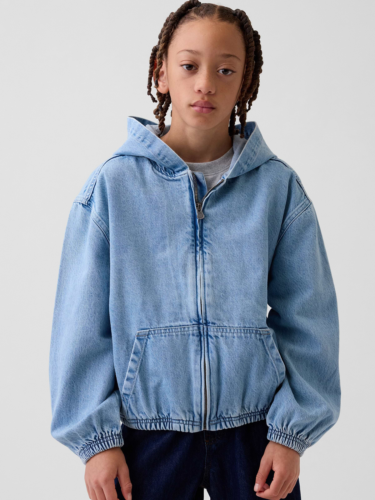 Kids Denim Relaxed Hooded Jacket