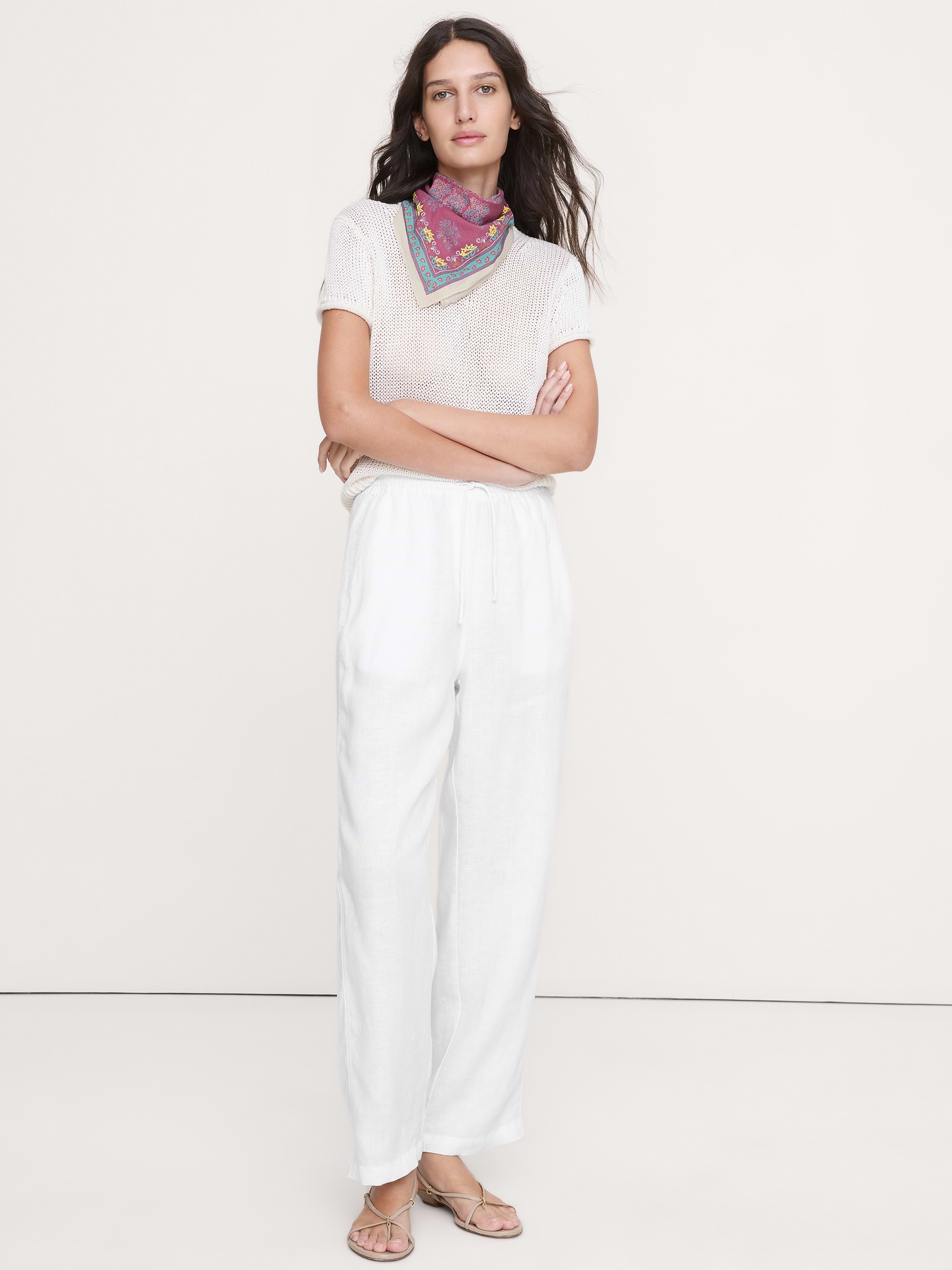 Image number 1 showing, The Getaway Straight-Leg Pull-On Pant in Linen
