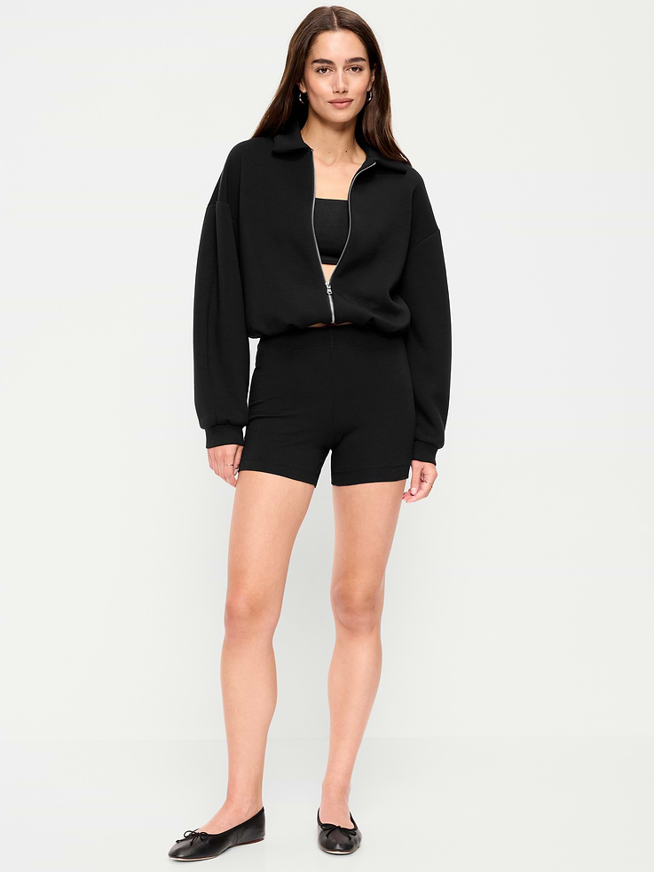 Image number 1 showing, High-Waisted Jersey Biker Shorts -- 4-inch inseam