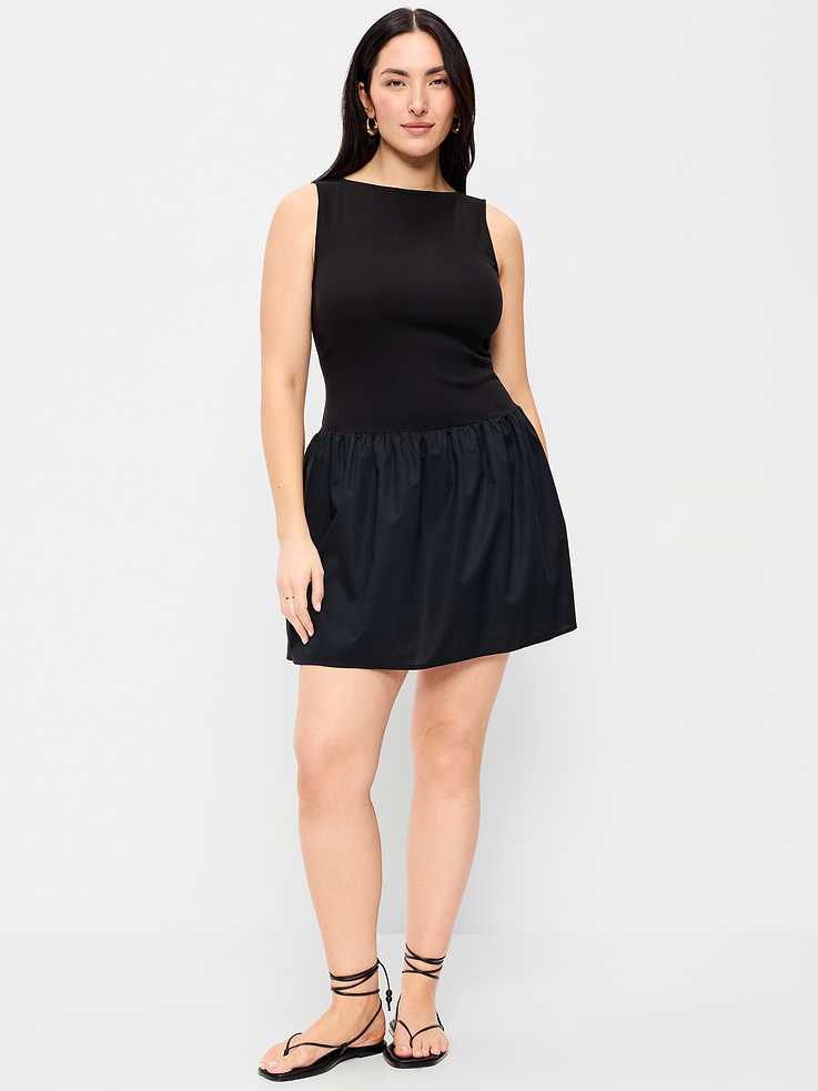 Image number 5 showing, Mixed Media Drop-Waist Mini Dress