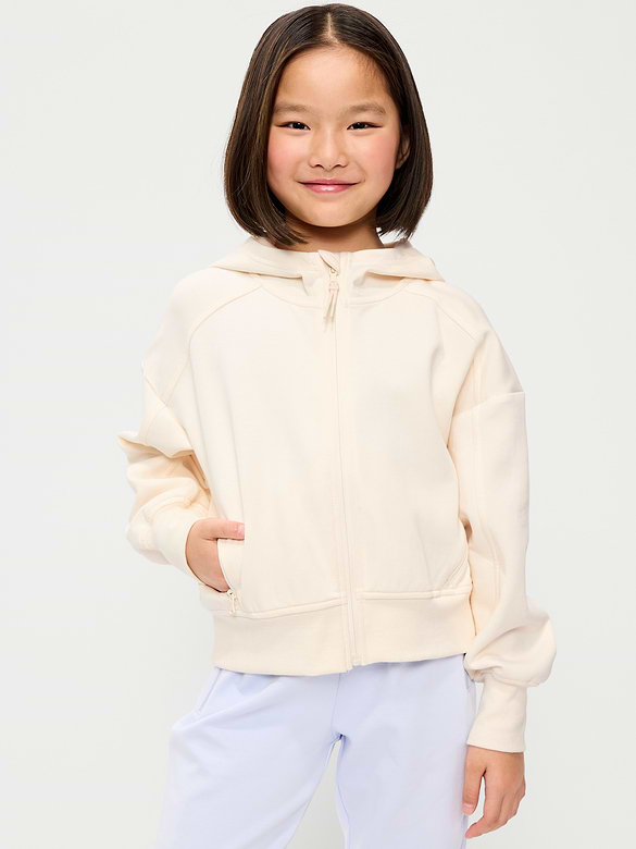 Chandail surdimensionné à capuchon et à glissière en molleton dynamique pour fille