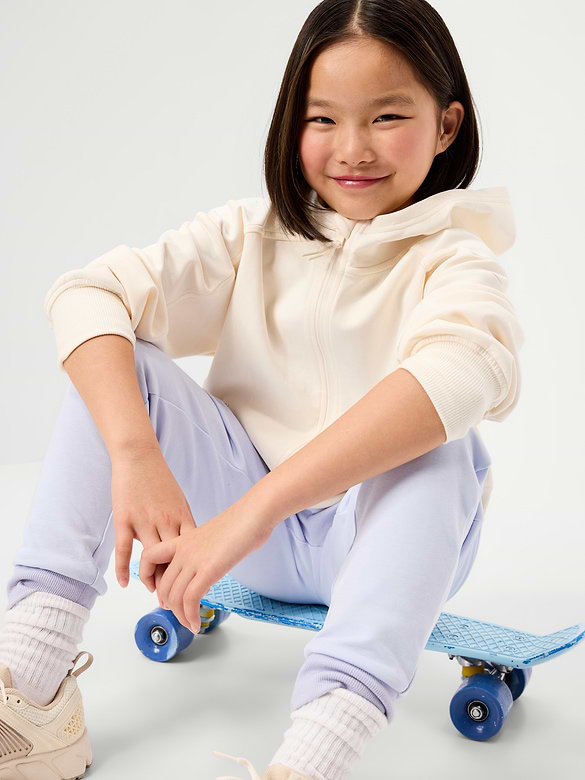 Chandail surdimensionné à capuchon et à glissière en molleton dynamique pour fille
