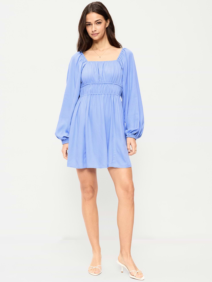 Image number 1 showing, Long-Sleeve Square-Neck Mini Dress