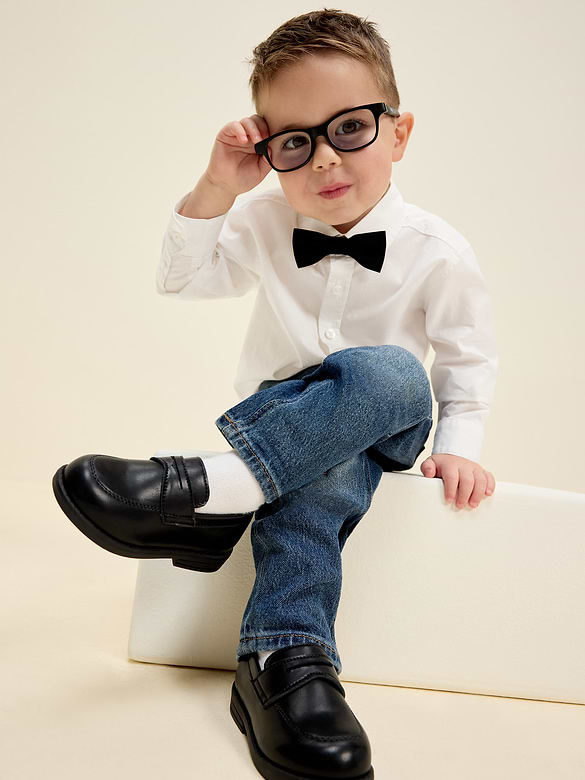 Long-Sleeve Bow-Tie Poplin Shirt for Toddler Boys