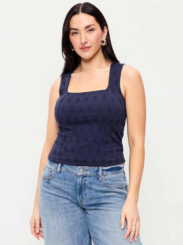 L'image numéro 6 présente Camisole à broderie anglaise à corsage cousu