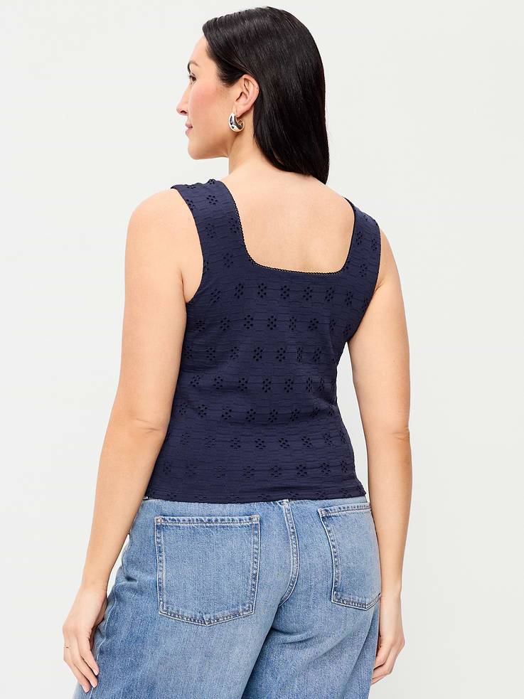 L'image numéro 7 présente Camisole à broderie anglaise à corsage cousu
