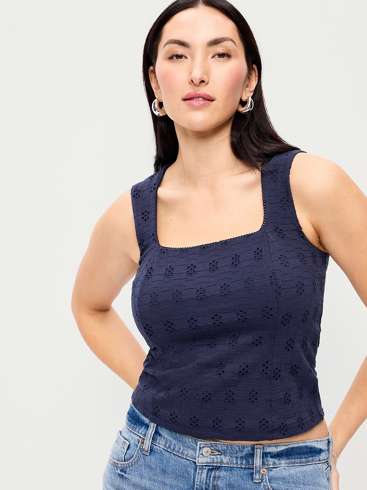 L'image numéro 3 présente Camisole à broderie anglaise à corsage cousu