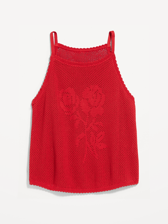 Seaside Cotton Open-Weave Apron Tank Top