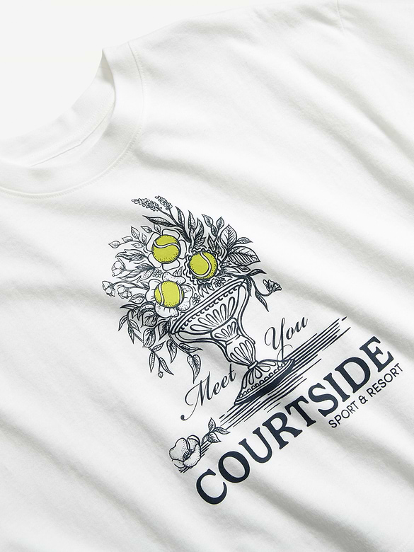 T-shirt rétro court surdimensionné ras du cou à imprimé
