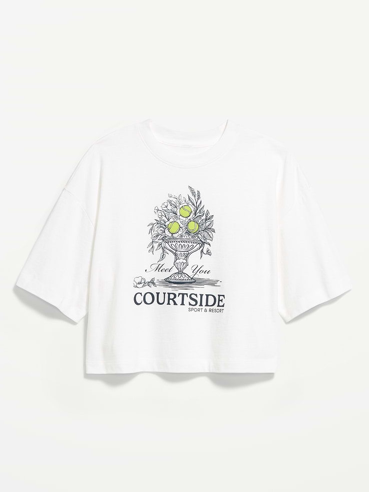 Image number 4 showing, Vintage Crew-Neck Oversized Crop Graphic T-Shirt