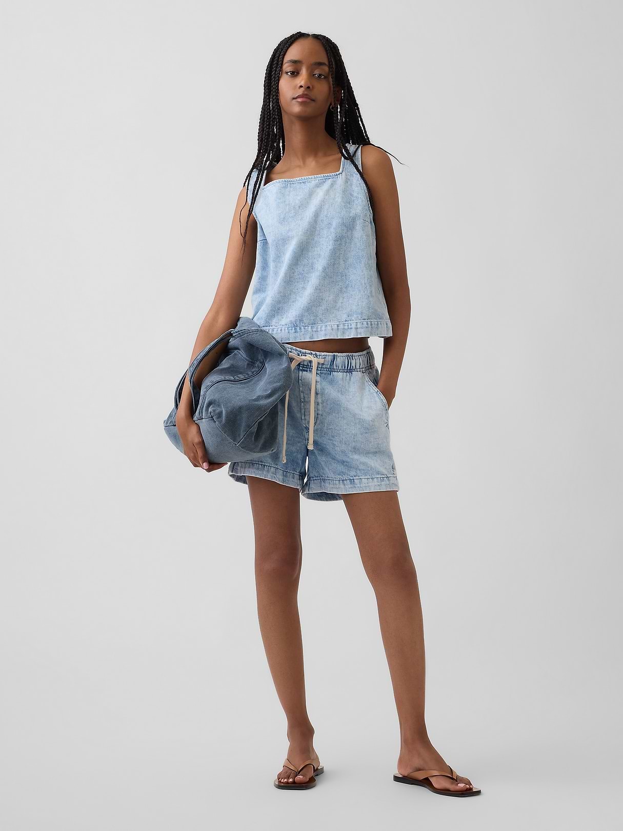 Denim Crop Shell Tank Top | Gap