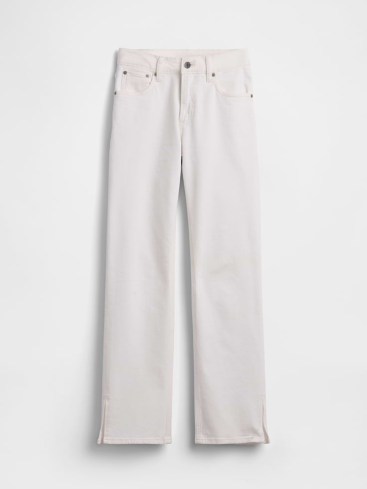 Image number 6 showing, Mid Rise Split-Hem Relaxed Straight Jeans