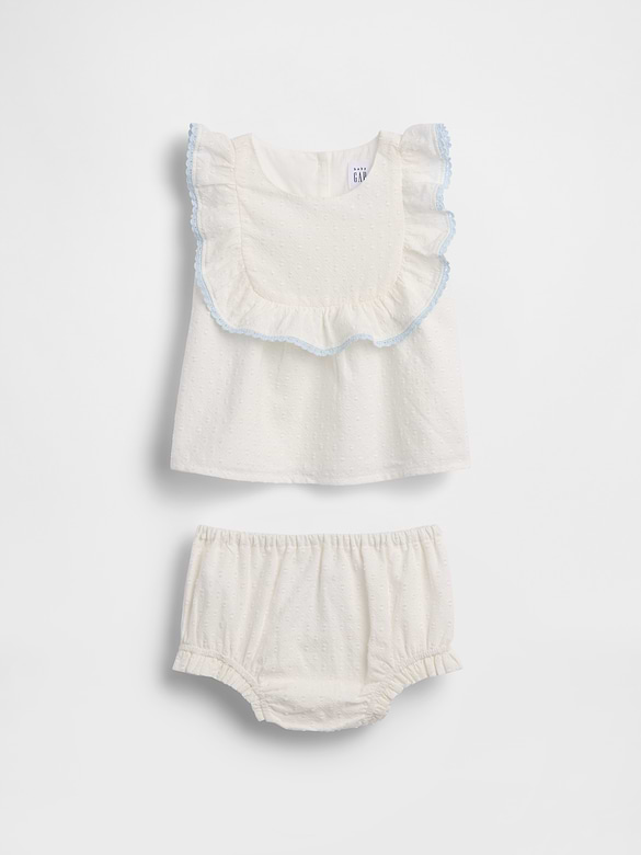 Baby Eyelet Bib Outfit Set