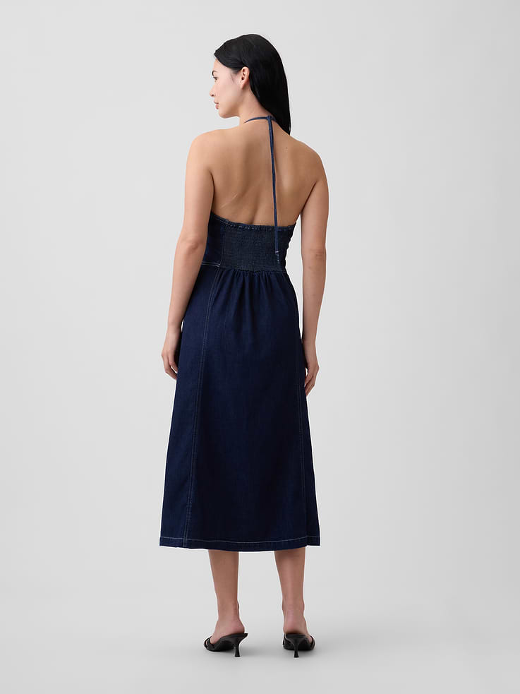 Image number 2 showing, Denim Halter Midi Dress