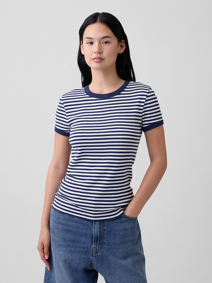 Image number 1 showing, Modern Ribbed Crewneck T-Shirt