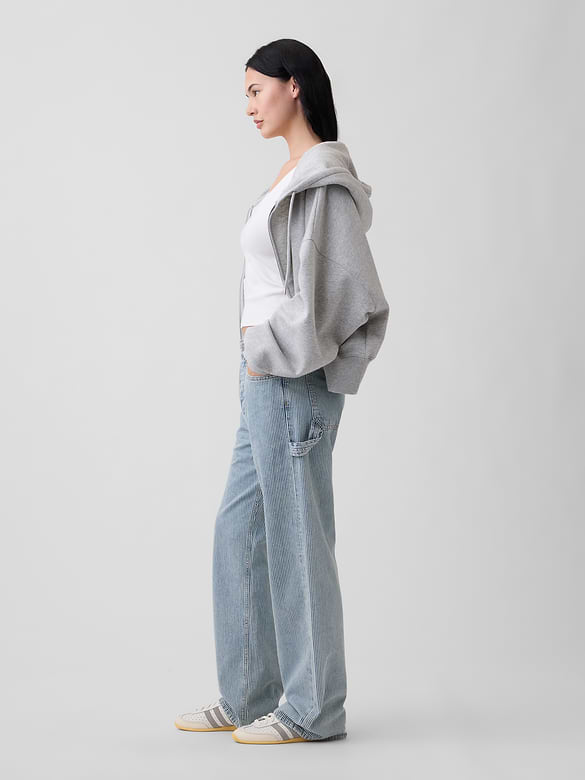 Low Slung Relaxed Straight Railroad Stripe Carpenter Jeans