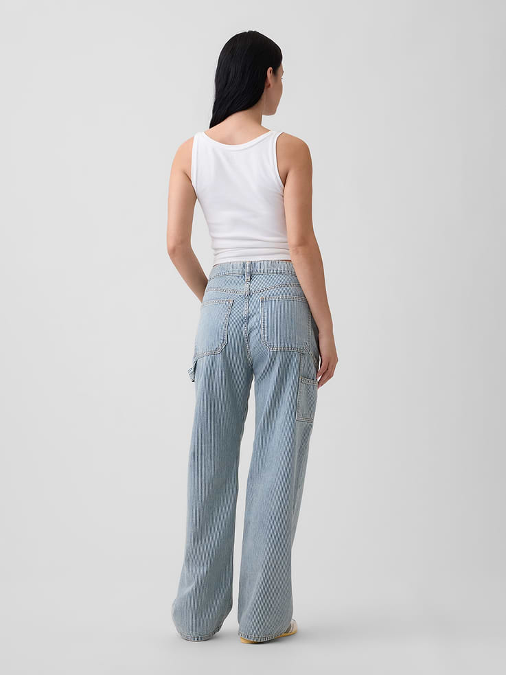 Image number 4 showing, Low Slung Relaxed Straight Railroad Stripe Carpenter Jeans