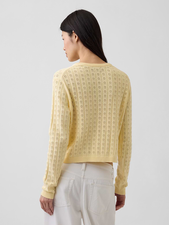100% Cotton Pointelle Crop Cardigan
