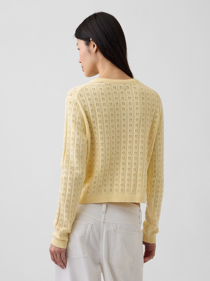 Image number 3 showing, 100% Cotton Pointelle Crop Cardigan