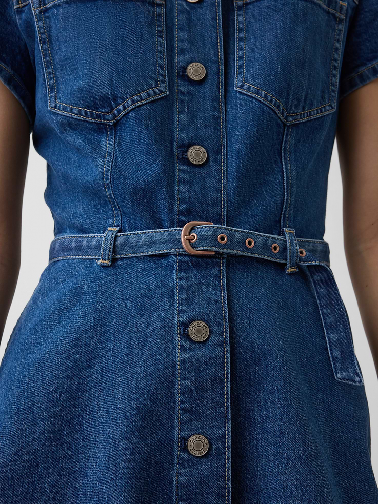 Image number 4 showing, Denim Belted Mini Shirtdress