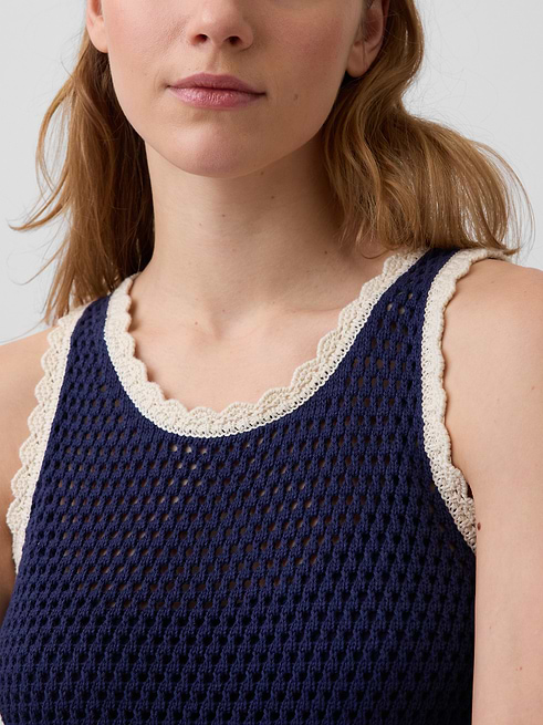 Women's 100% Cotton Crochet Mini Dress by Gap Military Blue Size XXS