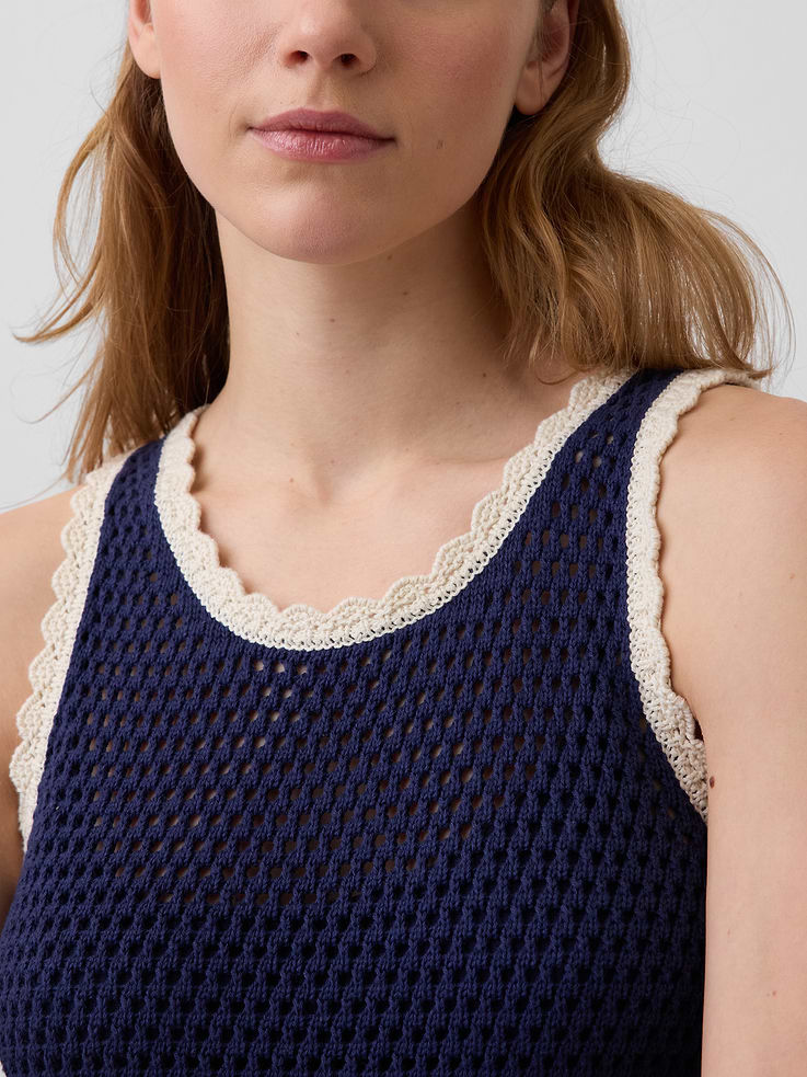Image number 4 showing, 100% Cotton Crochet Mini Dress