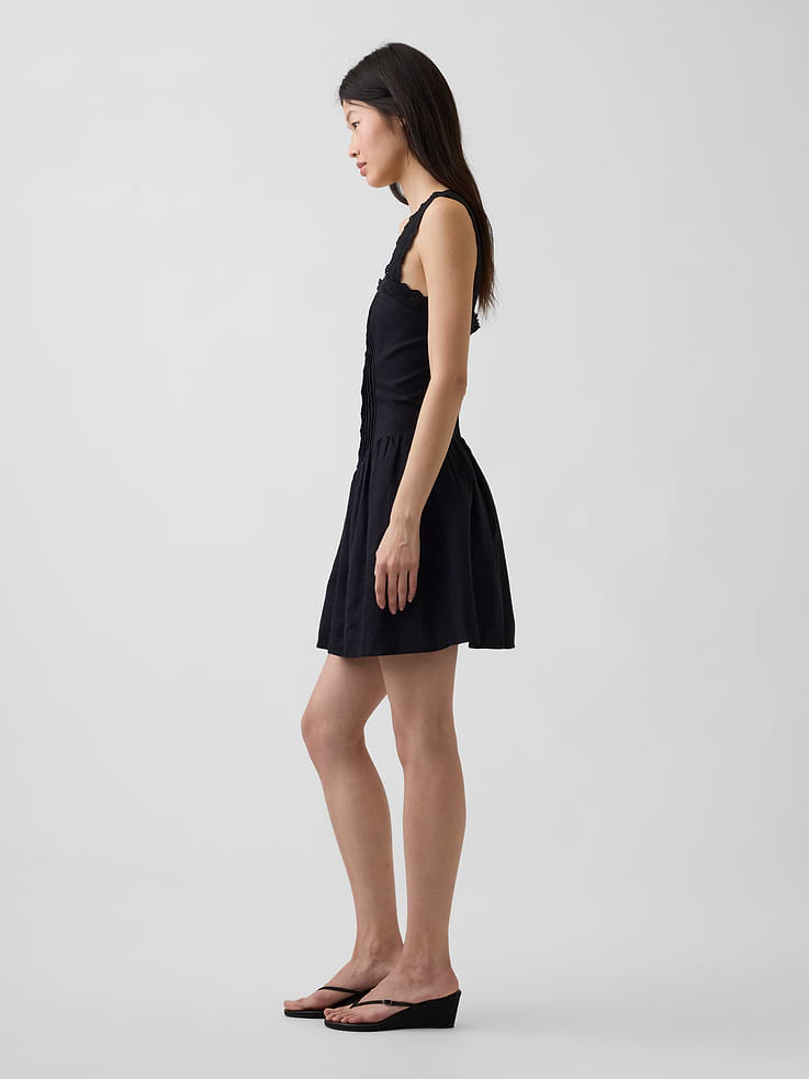 Image number 3 showing, Pintuck Drop-Waist Mini Dress